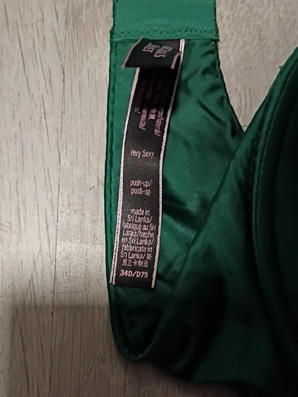 Victoria's Secret Emerald Satin Padded Bra with Logo Straps